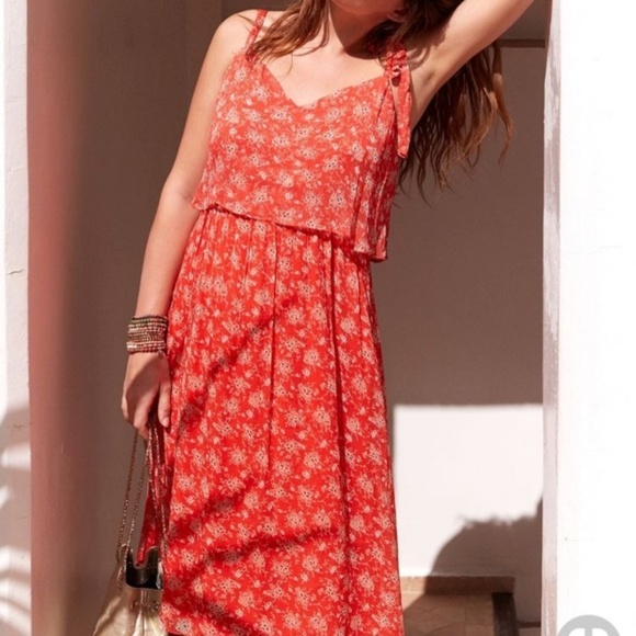 Vintage Dresses & Skirts - Red Floral Sundress Size 10